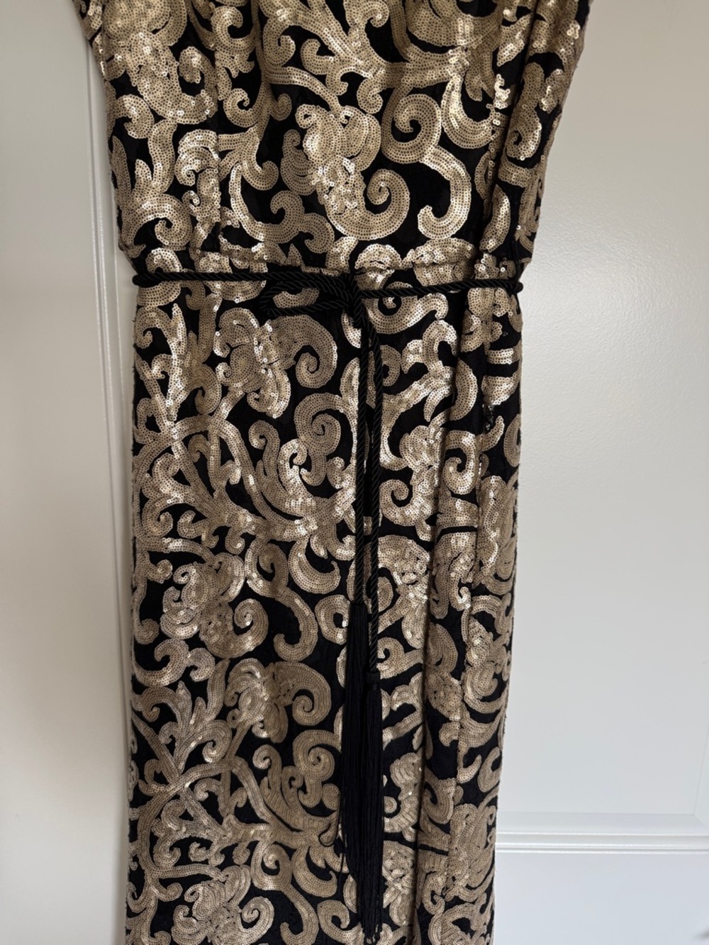 Black and Gold Sequin Evening Gown - Picture 2 of 5